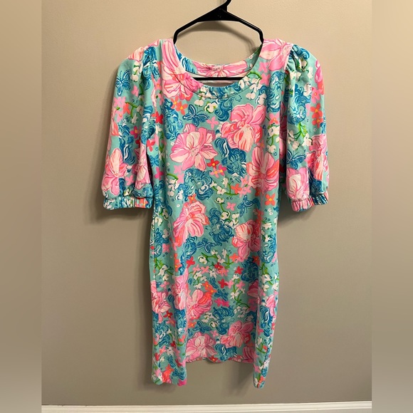 Lilly Pulitzer Cayce Dress in Surf Blue Luscious Lions - Picture 1 of 5